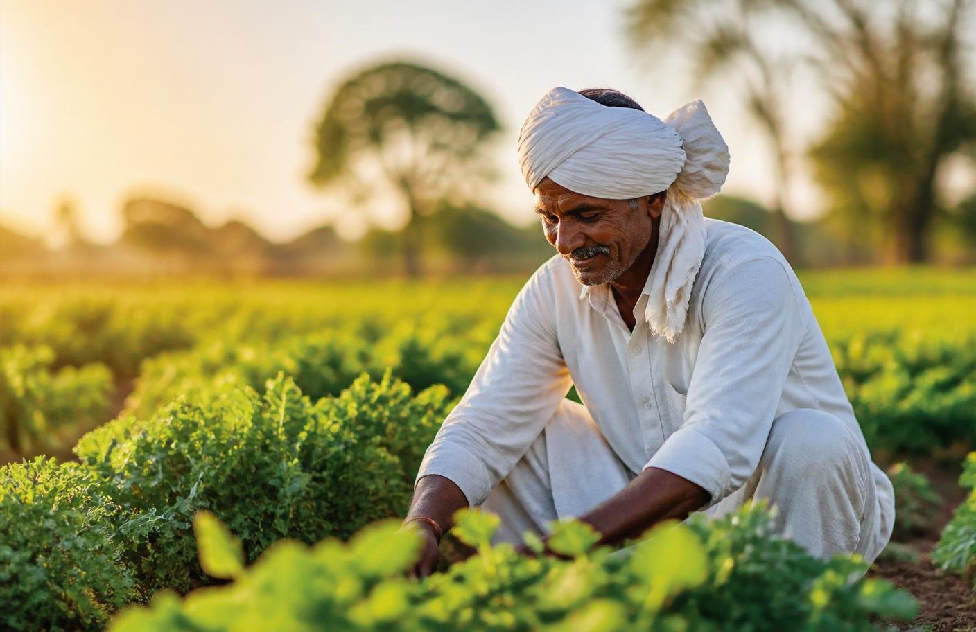 Organic farmer at work